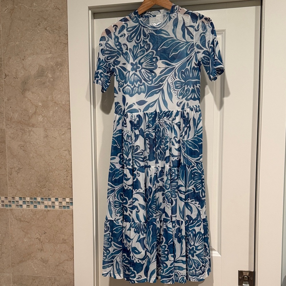 Floral Blue and White Dress